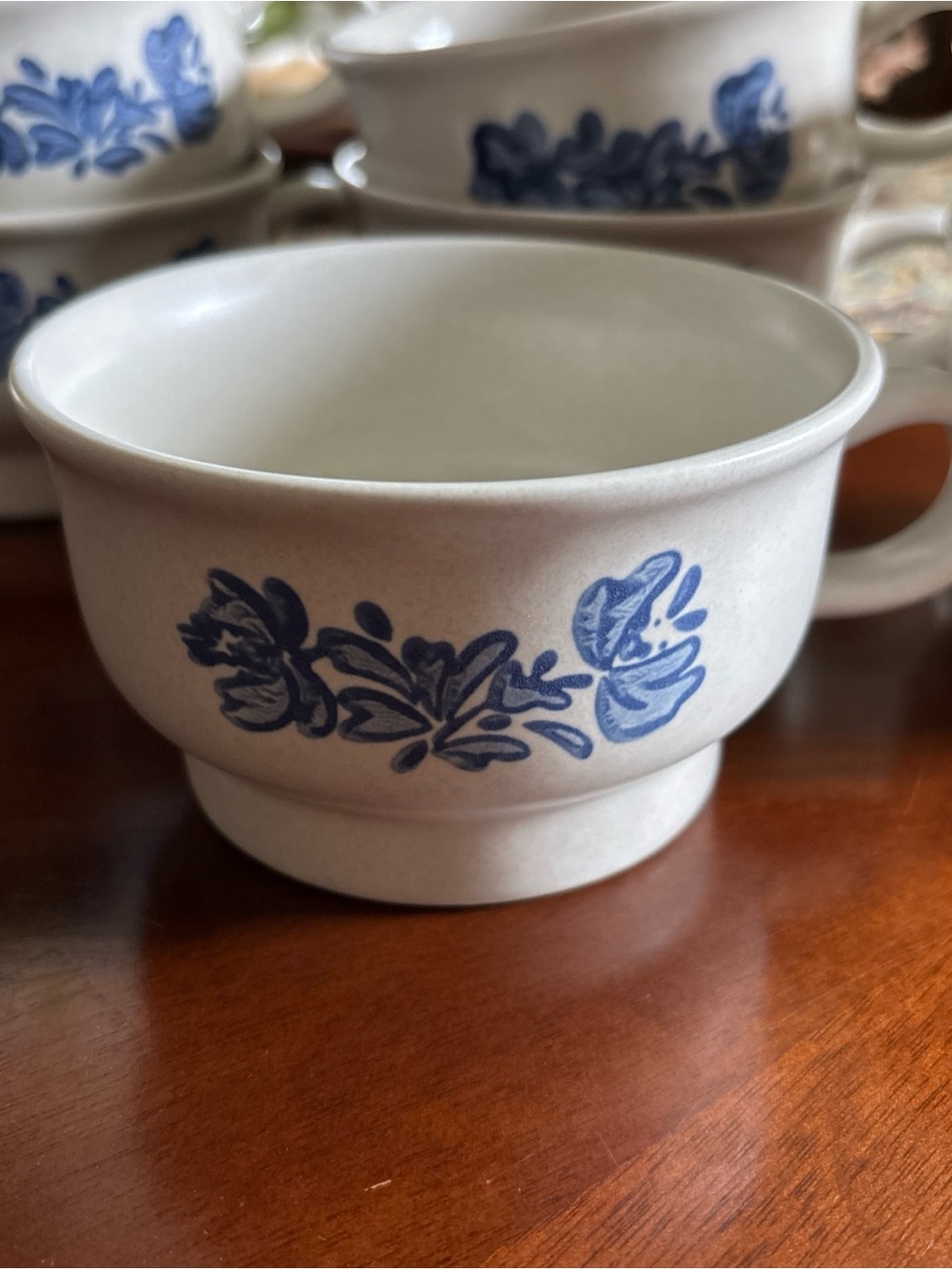 VTG Pfaltzgraff Yorktowne flat cups stoneware set of 7 USA made